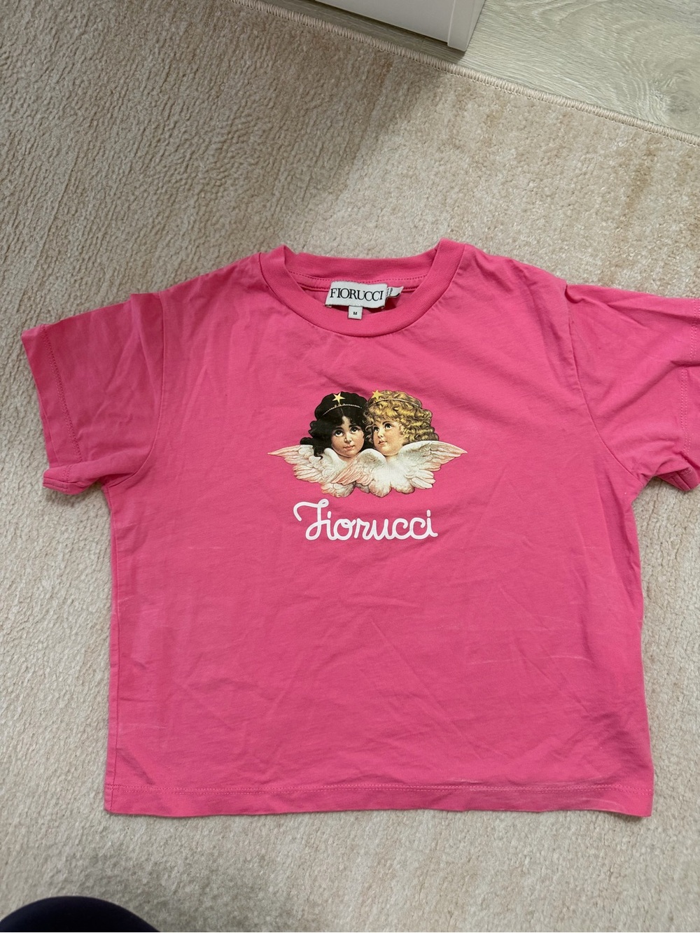 Fiorucci Bright Pink Angel Graphic Baby Tee